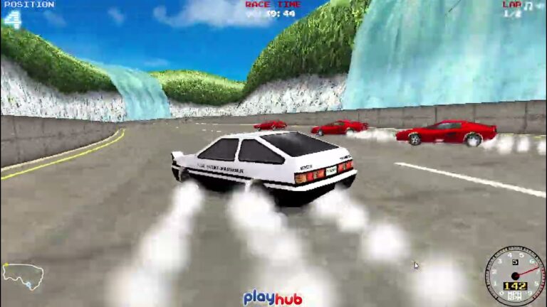 Süper Drift 3 oyunu oyna süper drift 3 oyununda yarış arabasının pistte viraj alırken kaydığı sahne