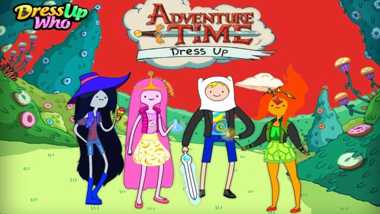 Adventure Time karakterlerinin farklı kıyafetlerle giydirildiği moda oyunu sahnesi