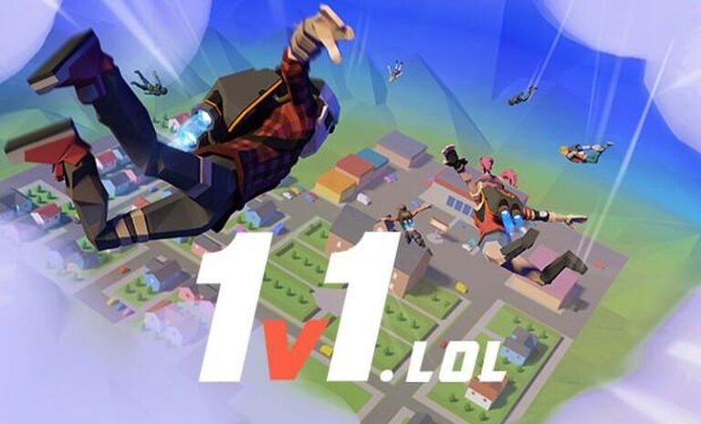 1v1 LOL oyununda oyuncular savaş ve yapı inşa ediyor