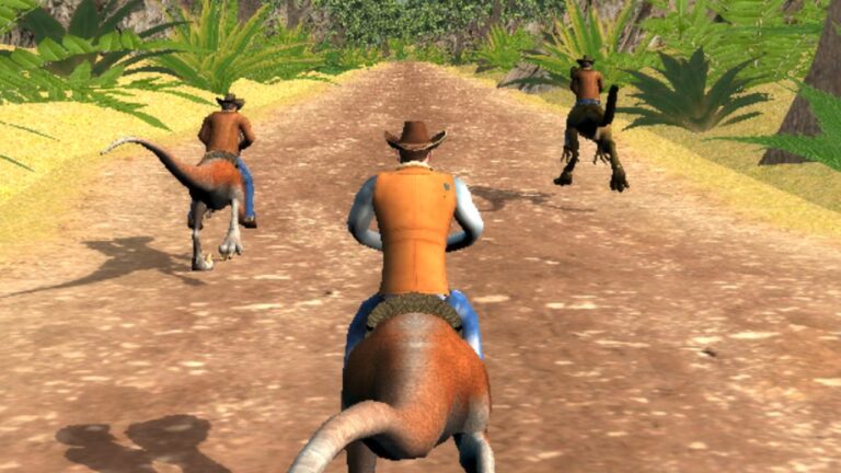 dinozor yarisi oyunu 3d parkur kosu sahnesi