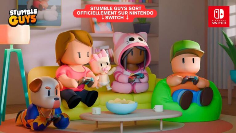 stumble guys oyununda renkli parkurda yarışan oyuncular