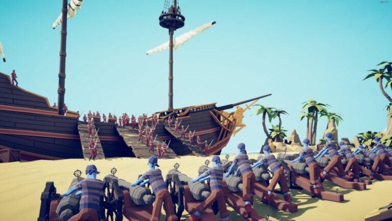 TABS Epic Battle Simulator oyununda iki ordunun çarpışma sahnesi