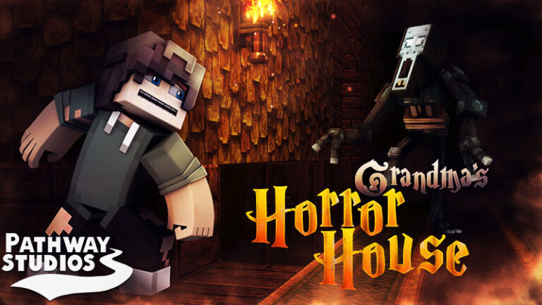 Minecraft Korku Evi oyunu oyna Minecraft tarzı korku evinde hayaletten saklanan karakter