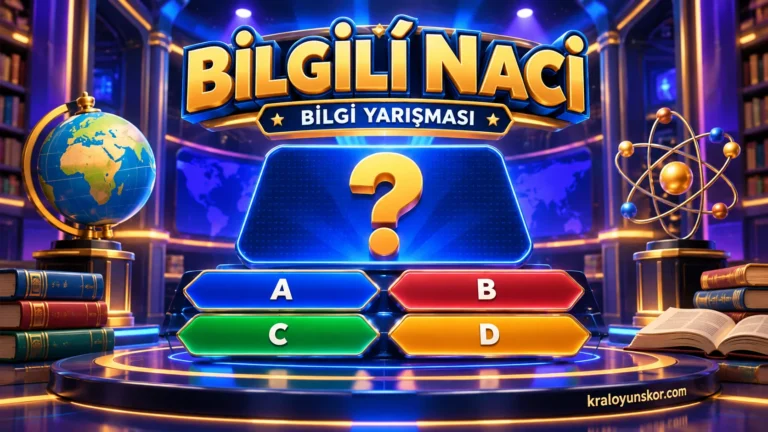 Bilgili Naci bilgi yarışmasında dört seçenekli soru ve süre göstergesi