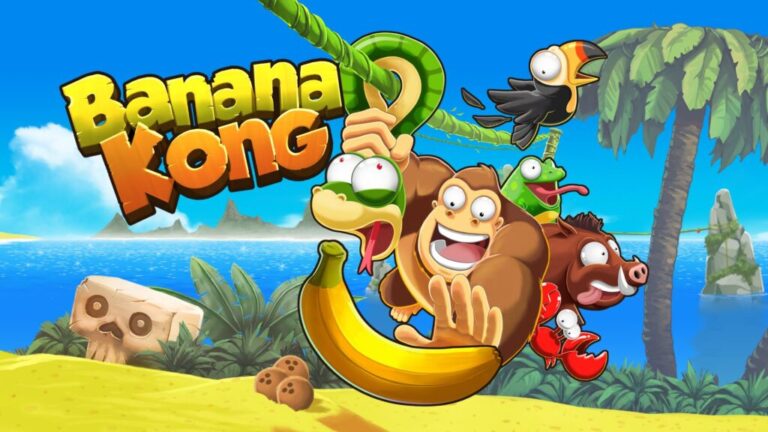 banana kong online oyununda maymunun muz topladığı koşu sahnesi